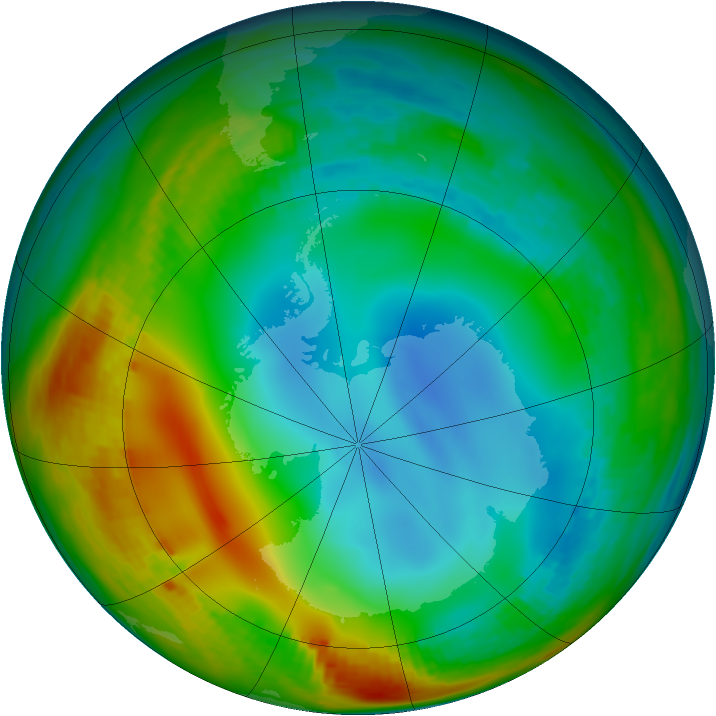Antarctic ozone map for 01 July 1984